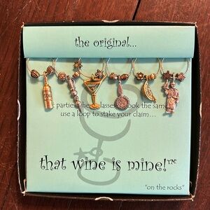 “That Wine is Mine! “on the rocks” Wine Glass Charms Set 6